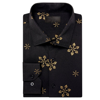 Black Christmas Golden Snow Novelty Dress Shirt shirt    - Sophisticated Gentlemen