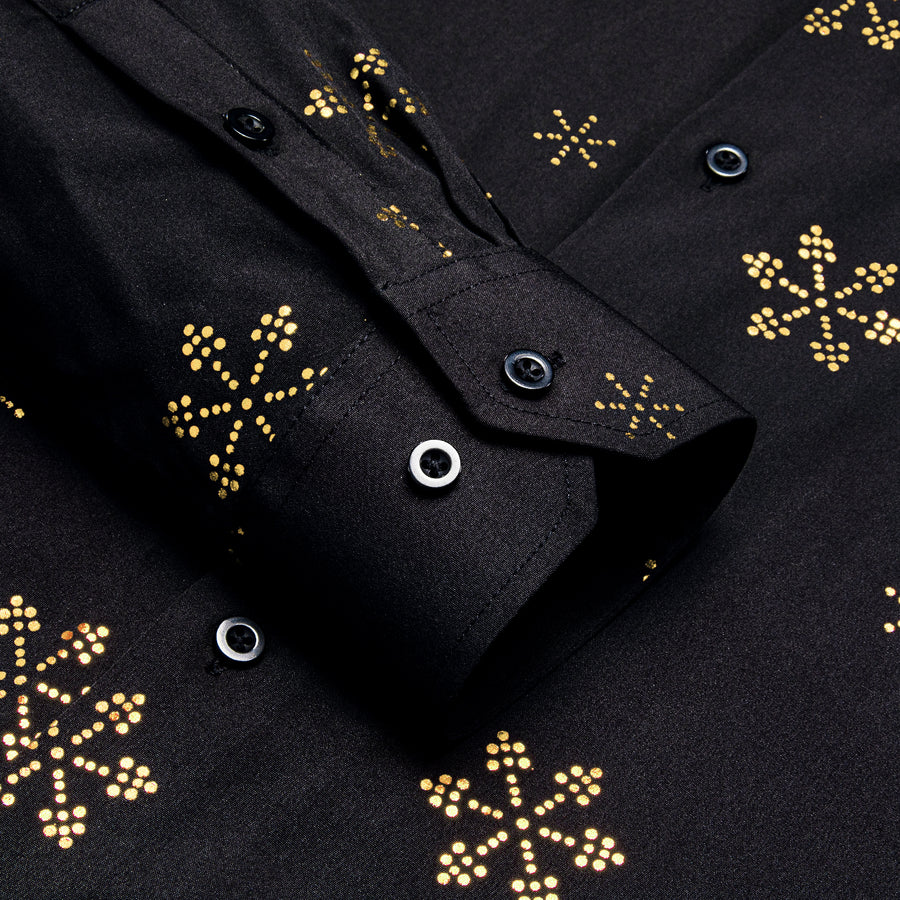Black Christmas Golden Snow Novelty Dress Shirt shirt    - Sophisticated Gentlemen