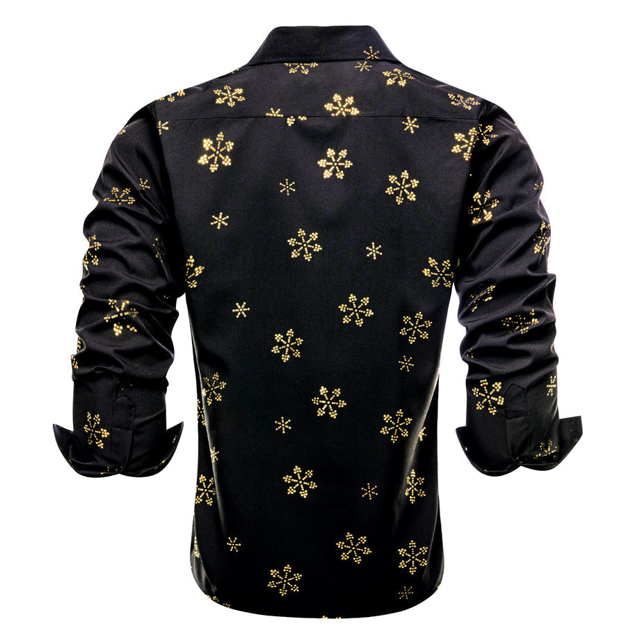 Black Christmas Golden Snow Novelty Dress Shirt shirt    - Sophisticated Gentlemen