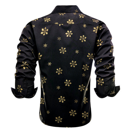 Black Christmas Golden Snow Novelty Dress Shirt shirt    - Sophisticated Gentlemen