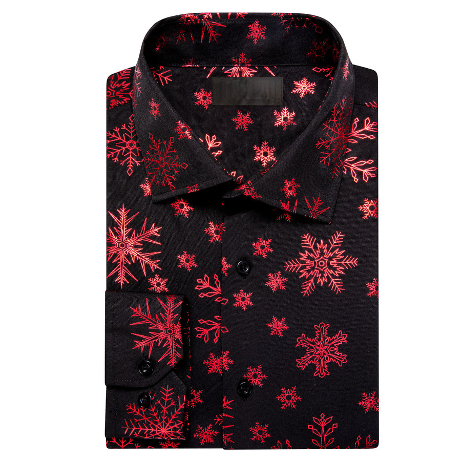 Black Christmas Dark Red Snow Novelty Dress Shirt shirt    - Sophisticated Gentlemen