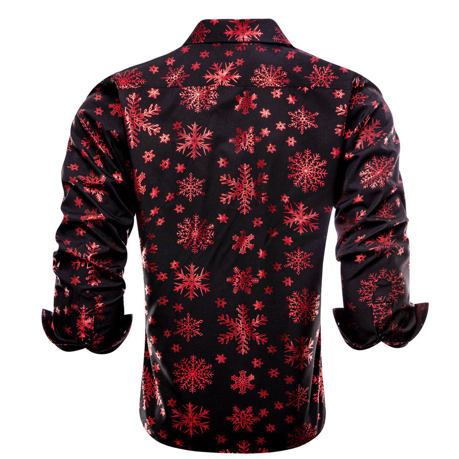 Black Christmas Dark Red Snow Novelty Dress Shirt shirt    - Sophisticated Gentlemen