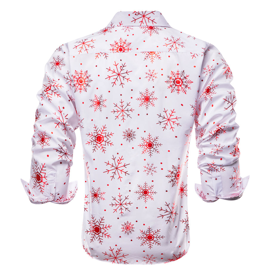 White Christmas Red Snowflake Novelty Men's Dress Shirt shirt    - Sophisticated Gentlemen