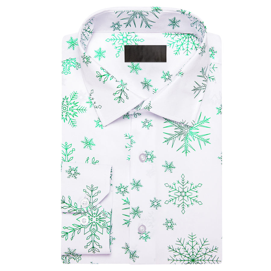 White Christmas Light Green Snowflake Novelty Dress Shirt shirt    - Sophisticated Gentlemen