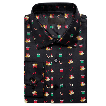 Black Christmas Red Candy Cane Novelty Dress Shirt shirt    - Sophisticated Gentlemen