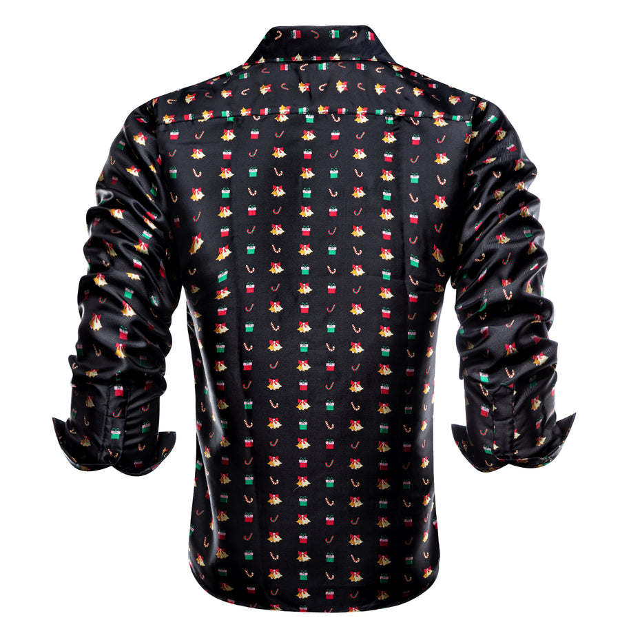 Black Christmas Red Candy Cane Novelty Dress Shirt shirt    - Sophisticated Gentlemen