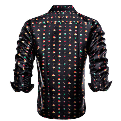 Black Christmas Red Candy Cane Novelty Dress Shirt shirt    - Sophisticated Gentlemen
