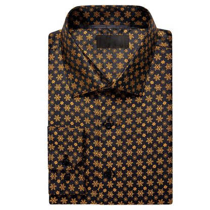 Golden Snow Christmas Black Novelty Dress Shirt shirt    - Sophisticated Gentlemen