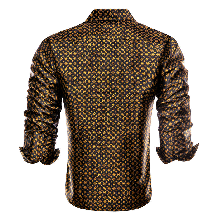 Golden Snow Christmas Black Novelty Dress Shirt shirt    - Sophisticated Gentlemen