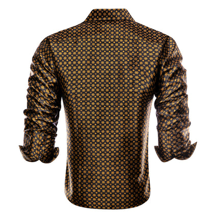Golden Snow Christmas Black Novelty Dress Shirt shirt    - Sophisticated Gentlemen
