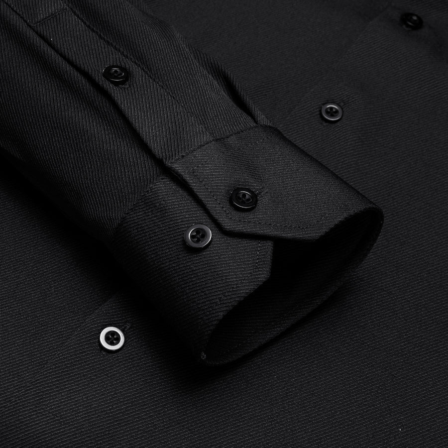 Black Solid Stretch Woven Dress Shirt shirt    - Sophisticated Gentlemen