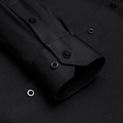 Black Solid Stretch Woven Dress Shirt shirt    - Sophisticated Gentlemen