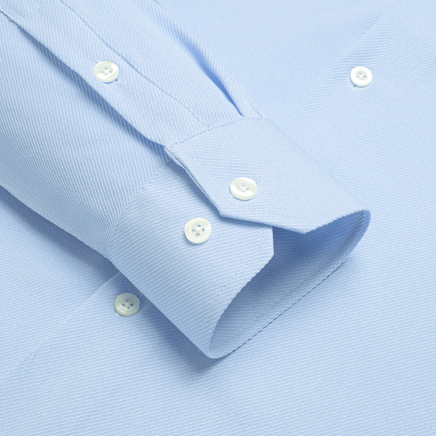 White Blue Solid Stretch Woven Dress Shirt shirt    - Sophisticated Gentlemen