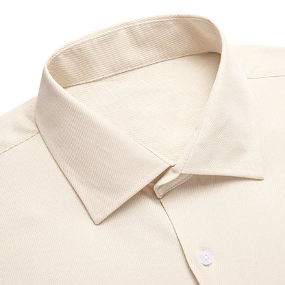 Ivory Solid Stretch Woven Dress Shirt shirt    - Sophisticated Gentlemen