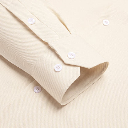 Ivory Solid Stretch Woven Dress Shirt shirt    - Sophisticated Gentlemen