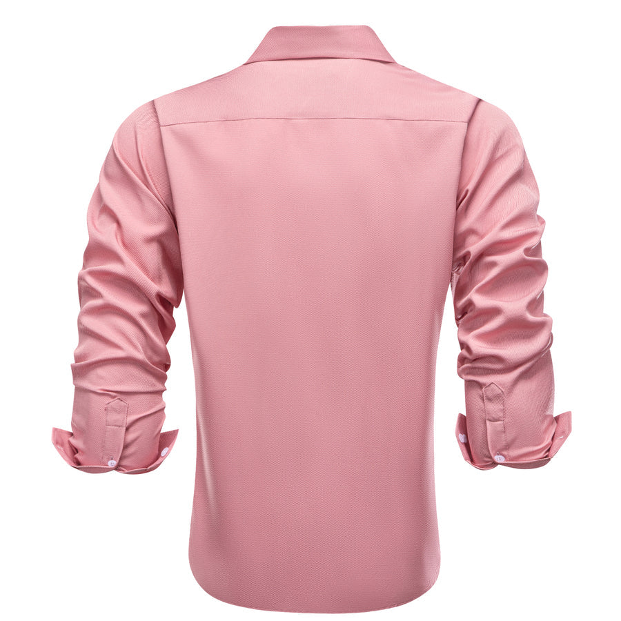 Pink Solid Stretch Woven Dress Shirt shirt    - Sophisticated Gentlemen