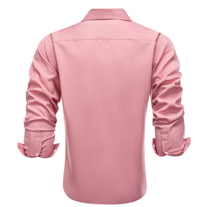 Pink Solid Stretch Woven Dress Shirt shirt    - Sophisticated Gentlemen