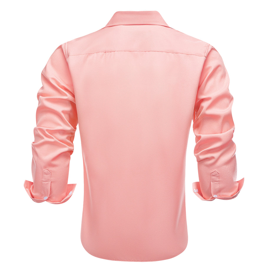 Light Pink Solid Stretch Woven Dress Shirt shirt    - Sophisticated Gentlemen