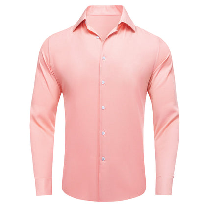 Light Pink Solid Stretch Woven Dress Shirt shirt S   - Sophisticated Gentlemen