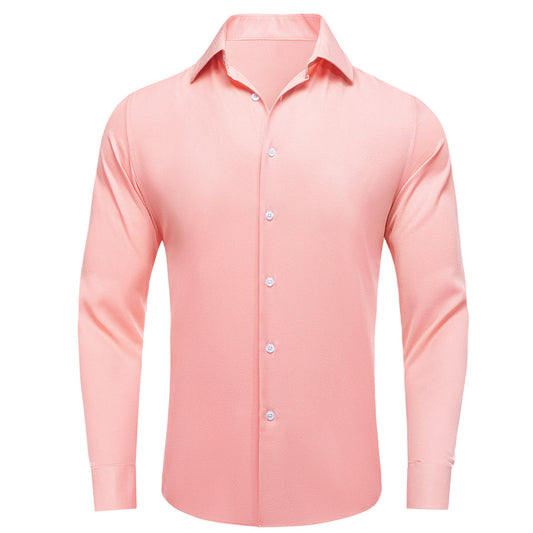 Light Pink Solid Stretch Woven Dress Shirt shirt S   - Sophisticated Gentlemen