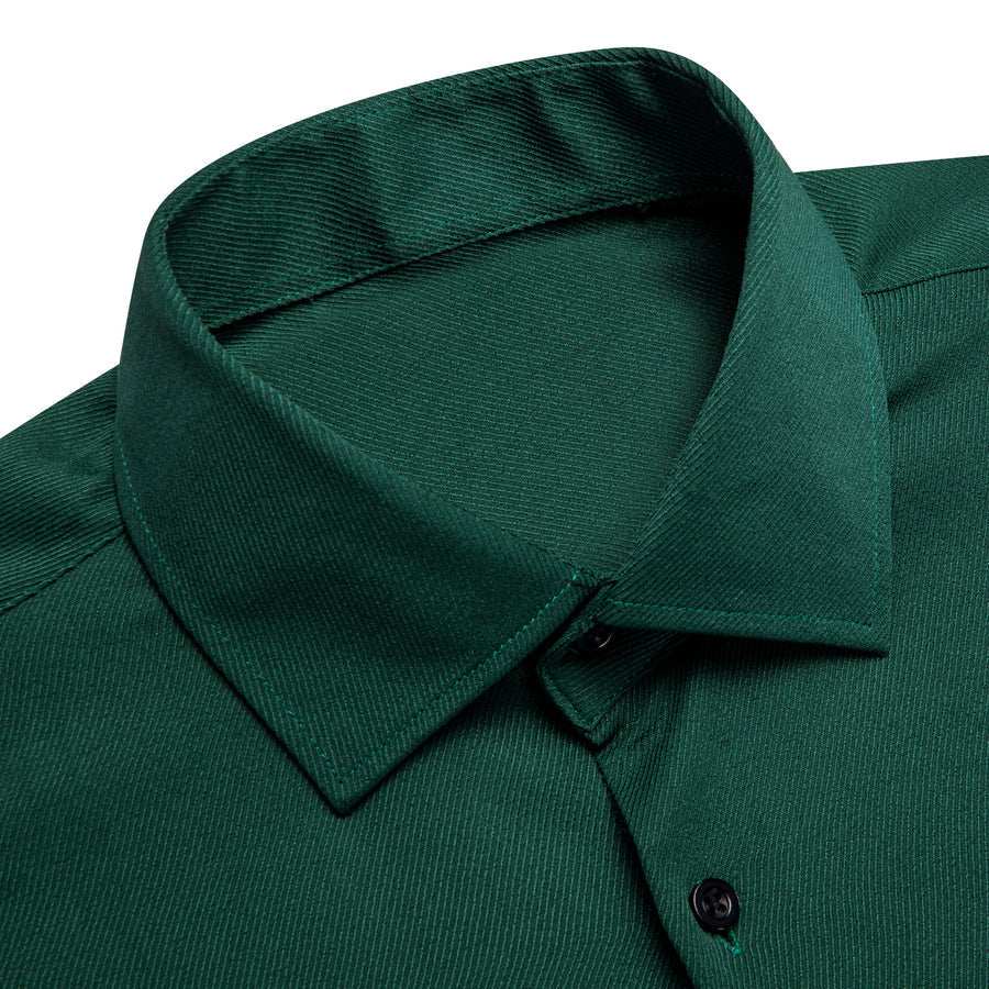 Dark Green Solid Stretch Woven Dress Shirt shirt    - Sophisticated Gentlemen