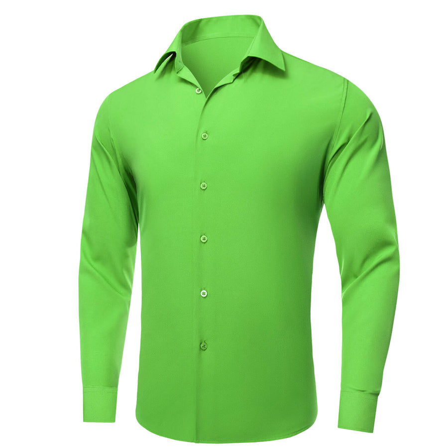 Green Solid Silk Dress Shirt shirt    - Sophisticated Gentlemen