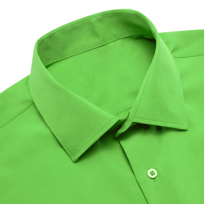 Green Solid Silk Dress Shirt shirt    - Sophisticated Gentlemen