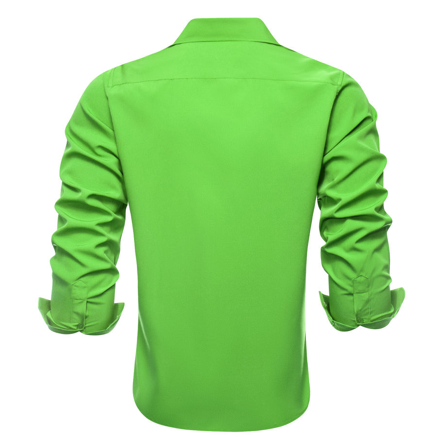 Green Solid Silk Dress Shirt shirt    - Sophisticated Gentlemen