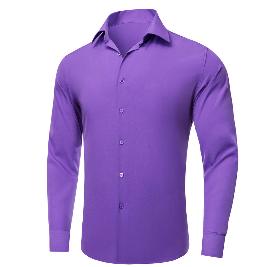 Purple Solid Silk Dress Shirt shirt    - Sophisticated Gentlemen