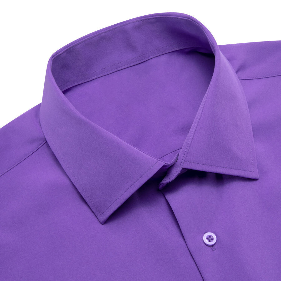 Purple Solid Silk Dress Shirt shirt    - Sophisticated Gentlemen