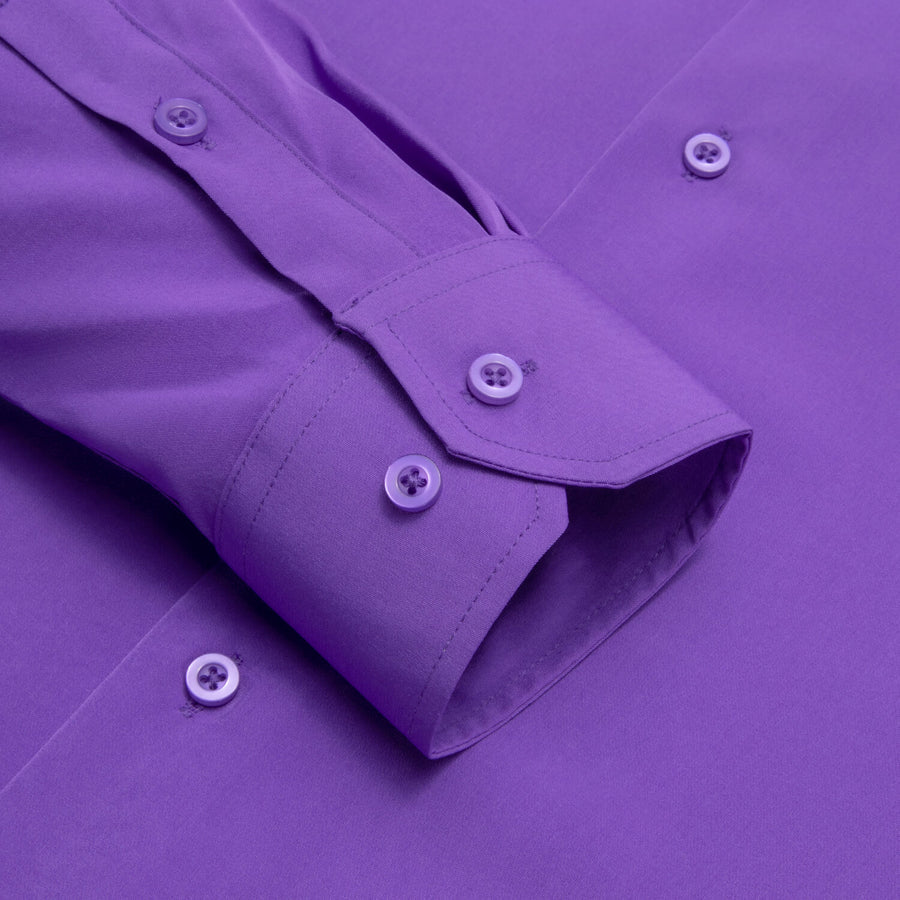 Purple Solid Silk Dress Shirt shirt    - Sophisticated Gentlemen