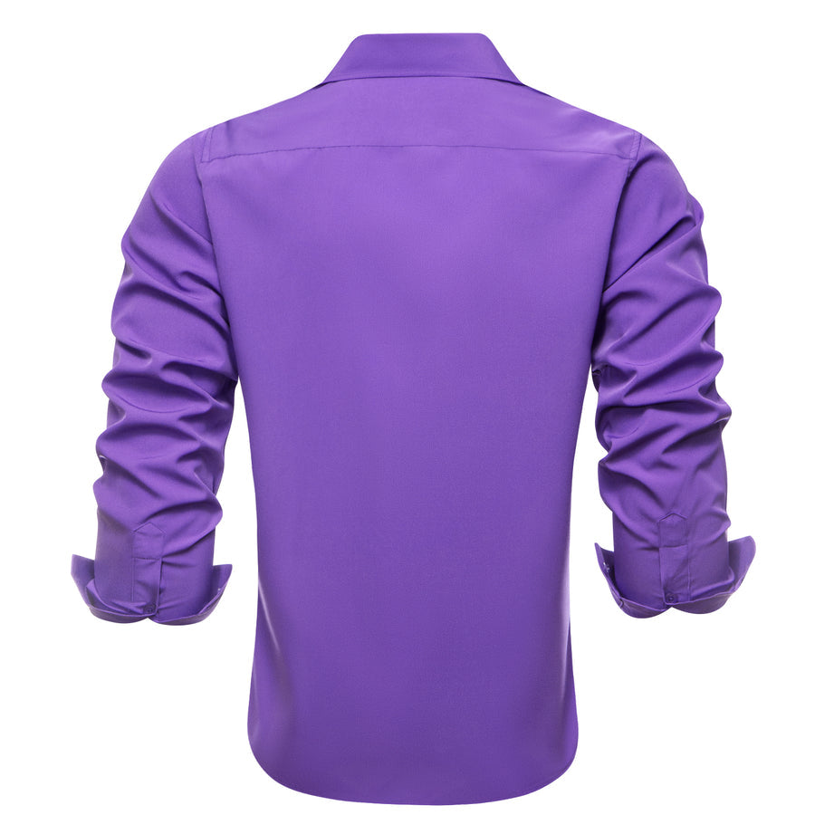 Purple Solid Silk Dress Shirt shirt    - Sophisticated Gentlemen