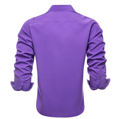 Purple Solid Silk Dress Shirt shirt    - Sophisticated Gentlemen