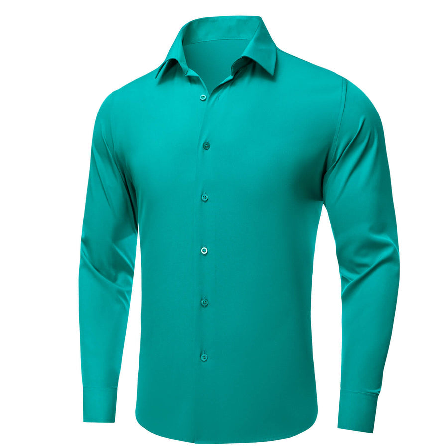 Tiffany Blue Silk Solid Dress Shirt shirt    - Sophisticated Gentlemen