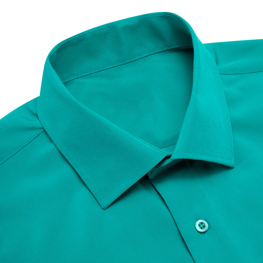 Tiffany Blue Silk Solid Dress Shirt shirt    - Sophisticated Gentlemen