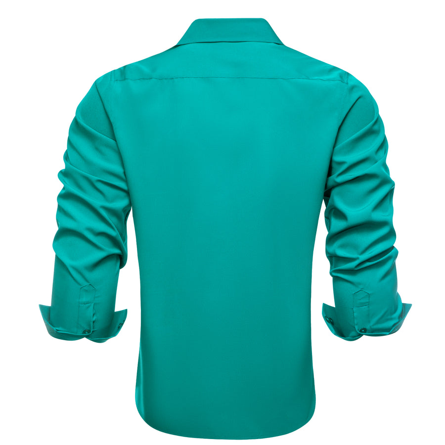 Tiffany Blue Silk Solid Dress Shirt shirt    - Sophisticated Gentlemen