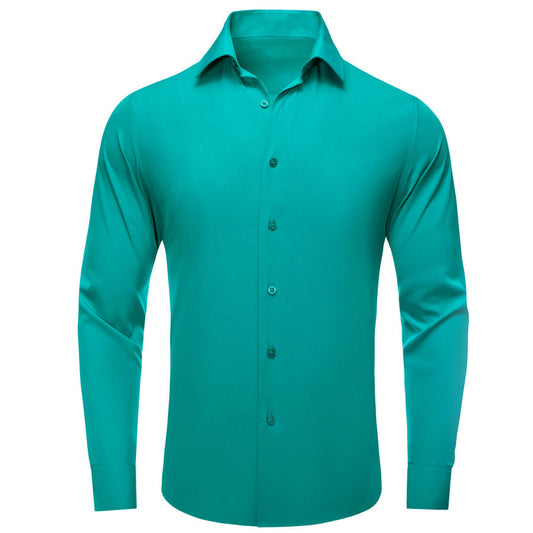 Tiffany Blue Silk Solid Dress Shirt shirt S   - Sophisticated Gentlemen