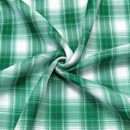 Green White Plaid Men's Silk Dress Shirt shirt    - Sophisticated Gentlemen