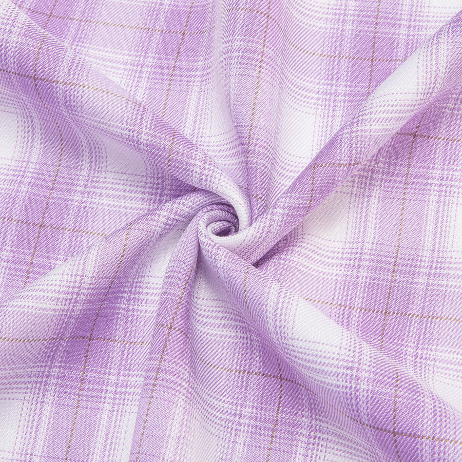 Purple White Plaid Men's Silk Dress Shirt shirt    - Sophisticated Gentlemen