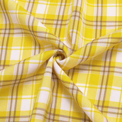 Yellow White Plaid Men's Silk Dress Shirt shirt    - Sophisticated Gentlemen
