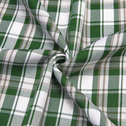 Green White Brown Woven Plaid Men's Silk Dress Shirt shirt    - Sophisticated Gentlemen