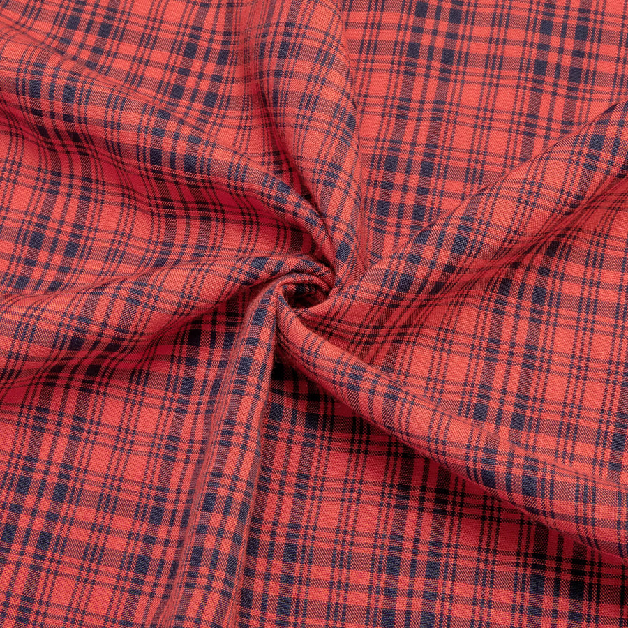 Red Black Brown Woven Plaid Men's Silk Dress Shirt shirt    - Sophisticated Gentlemen