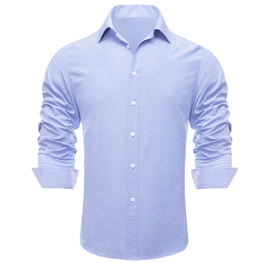 Steel Blue Solid Men's Silk Dress Shirt shirt    - Sophisticated Gentlemen