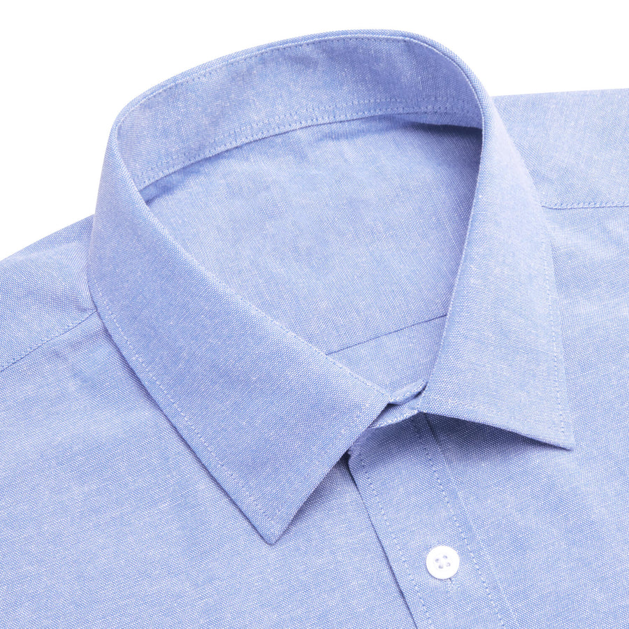 Steel Blue Solid Men's Silk Dress Shirt shirt    - Sophisticated Gentlemen