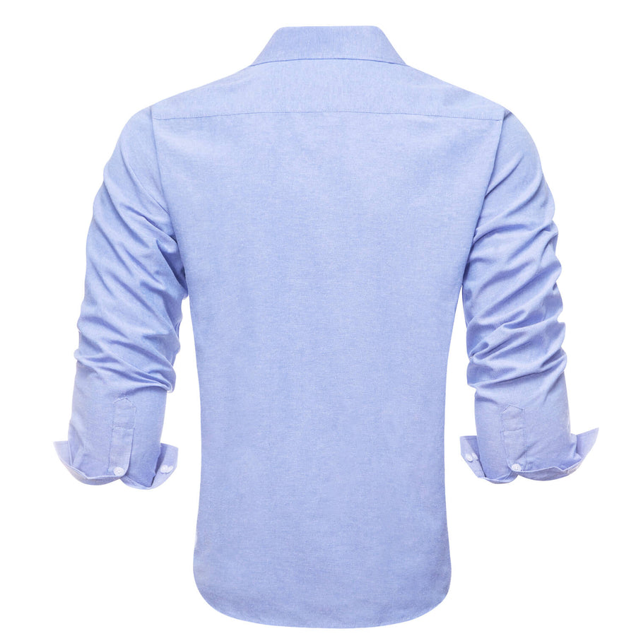 Steel Blue Solid Men's Silk Dress Shirt shirt    - Sophisticated Gentlemen