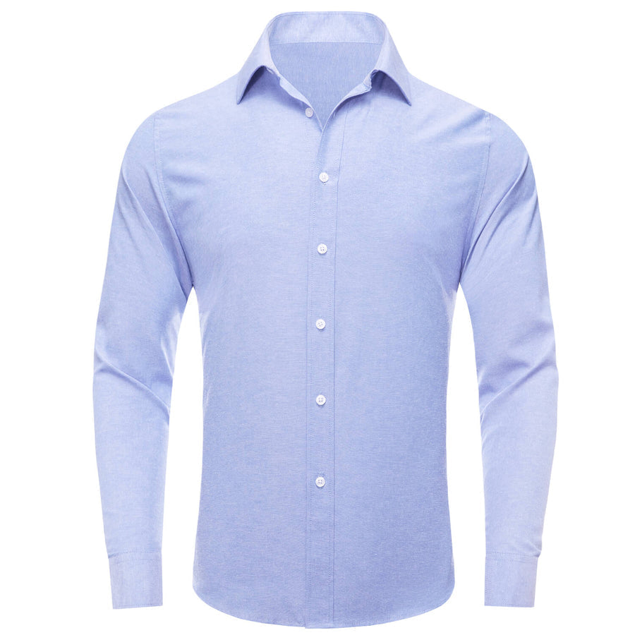 Steel Blue Solid Men's Silk Dress Shirt shirt S   - Sophisticated Gentlemen