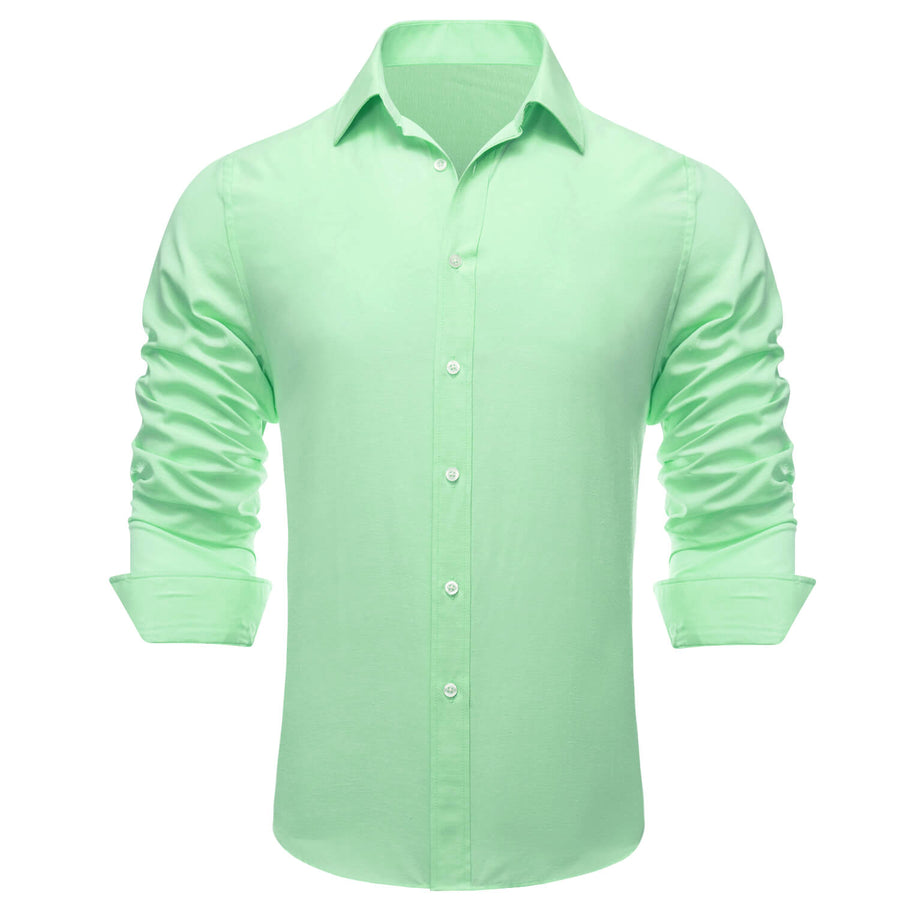 Pale Green Solid Men's Silk Dress Shirt shirt    - Sophisticated Gentlemen