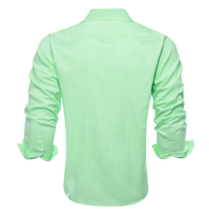 Pale Green Solid Men's Silk Dress Shirt shirt    - Sophisticated Gentlemen