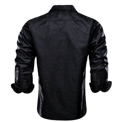 Black Paisley Silk Silk Dress Shirt shirt    - Sophisticated Gentlemen