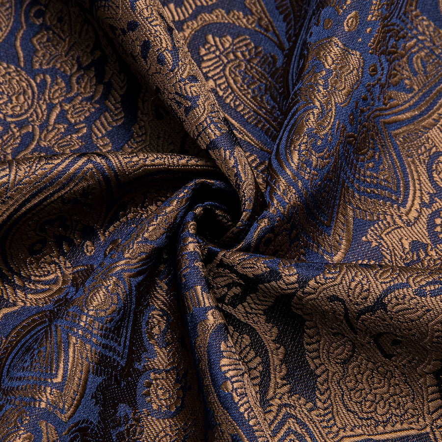 Peanut Brown Blue Jacquard Floral Silk Dress Shirt shirt    - Sophisticated Gentlemen